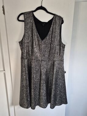 Torrid Glittery Silver V-Neck Mini Dress Size 3